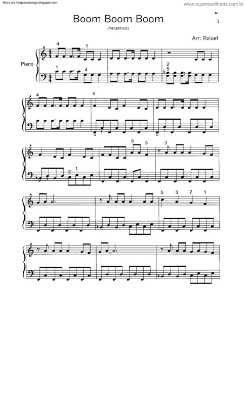 Partitura da música Boom Boom Boom v.3