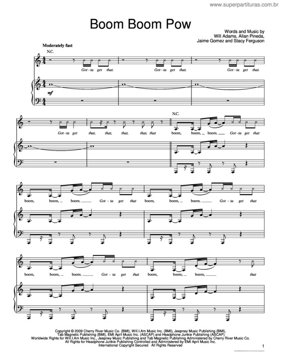 Partitura da música Boom Boom Pow v.2