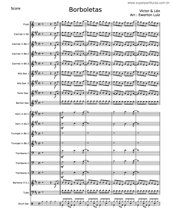 Partitura da música Borboletas – Victor & Leo