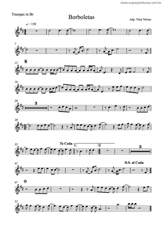 Partitura da música Borboletas V.2 v.2