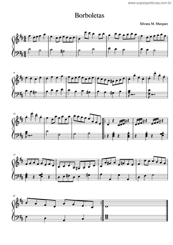 Partitura da música Borboletas v.4