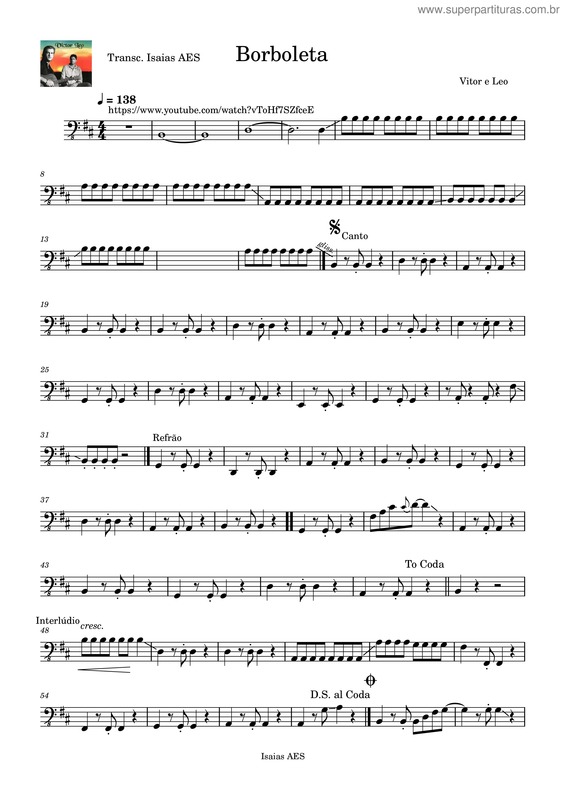 Partitura da música Borboletas v.5
