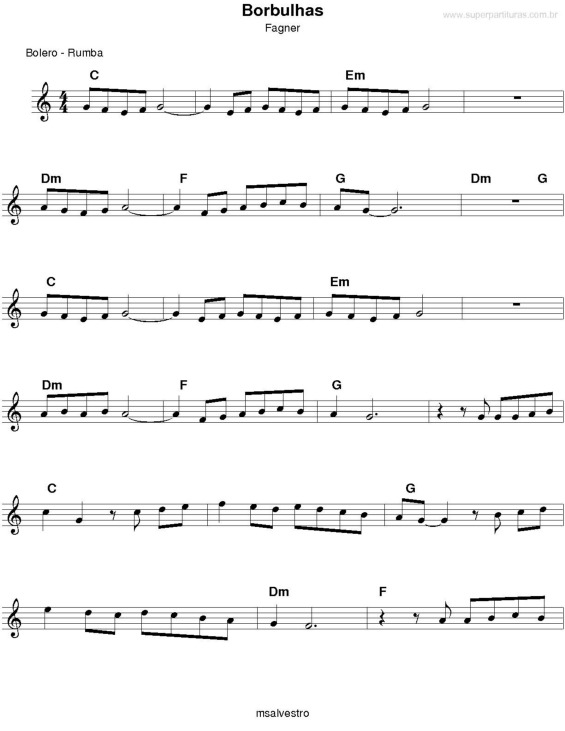 Partitura da música Borbulhas