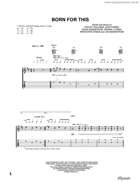 Partitura da música Born For This