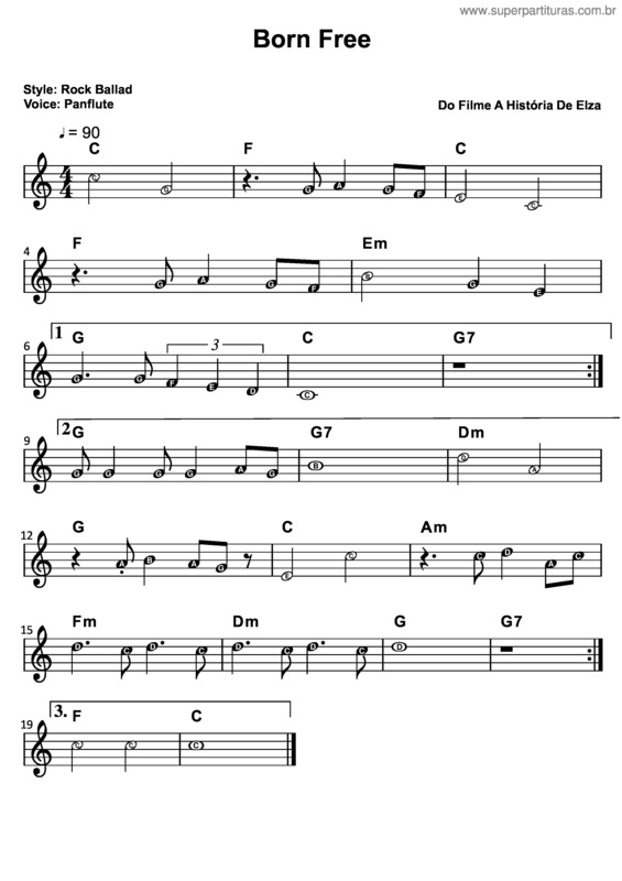 Partitura da música Born Free v.2