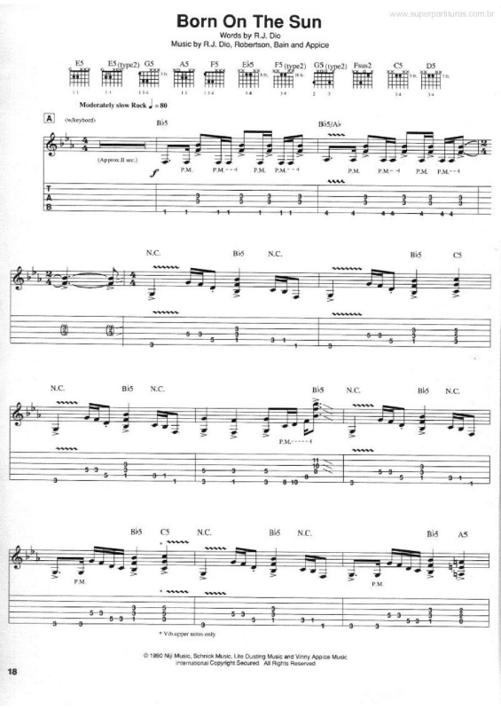 Partitura da música Born On the Sun