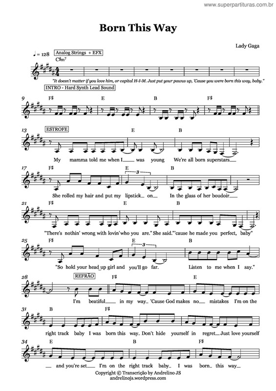 Partitura da música Born this way v.2