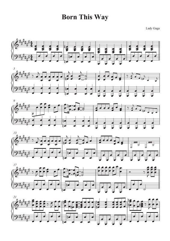 Partitura da música Born This Way v.3