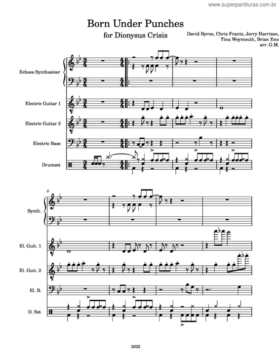 Partitura da música Born Under Punches