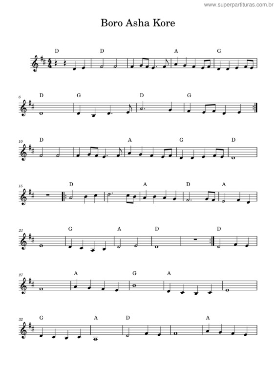 Partitura da música Boro Asa Kore Boro Asha Kore