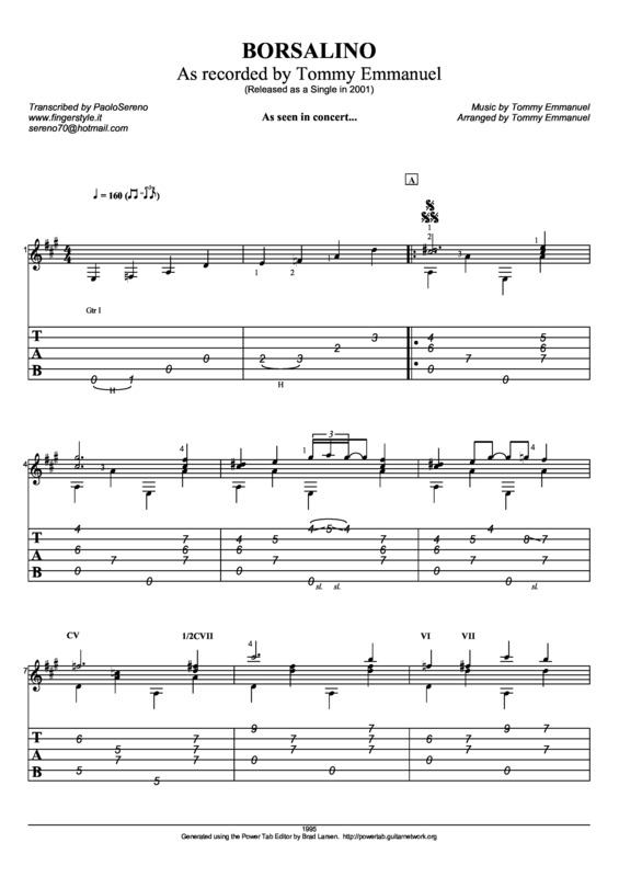 Partitura da música Borsalino v.2