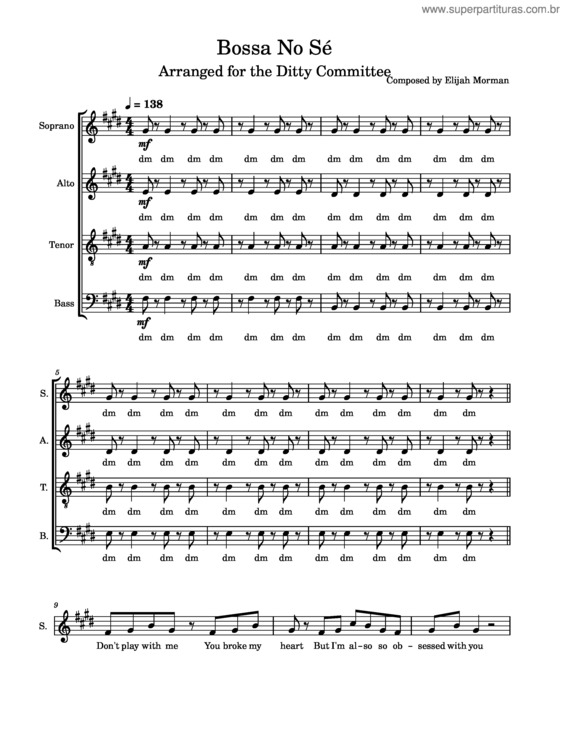 Partitura da música Bossa No Sé