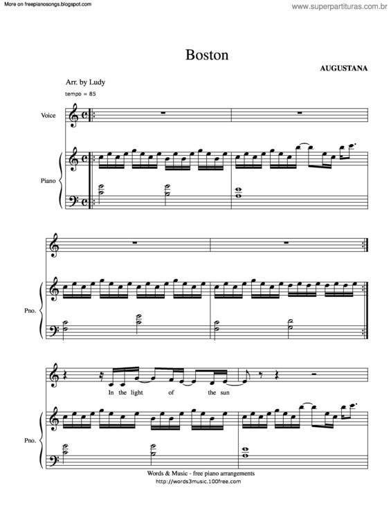 Partitura da música Boston v.2