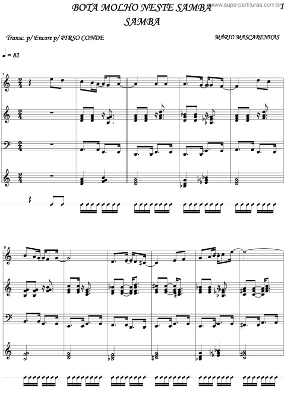 Partitura da música Bota Molho Neste Samba v.2