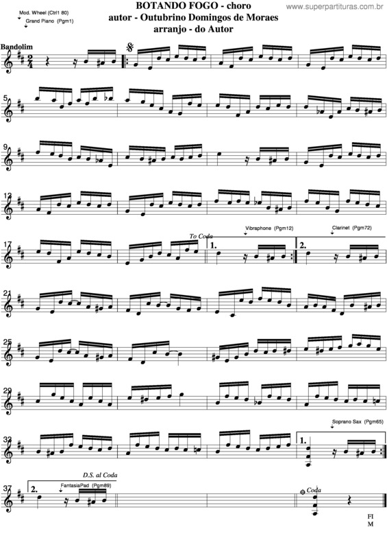 Partitura da música Botando Fogo v.2