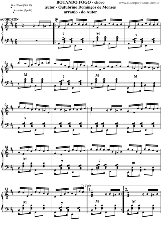Partitura da música Botando Fogo