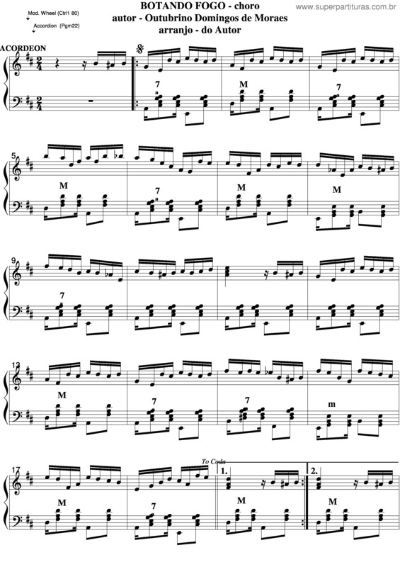 Partitura da música Botando Fogo