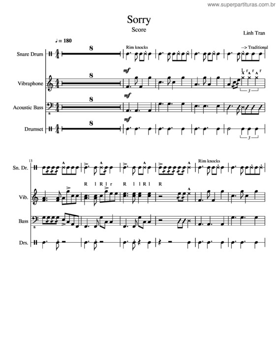 Partitura da música Botc 2017 Drumline Feature – Sorry