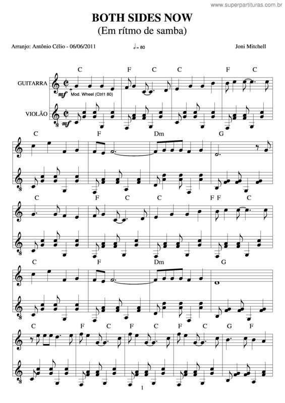 Partitura da música Both Sides Now v.2