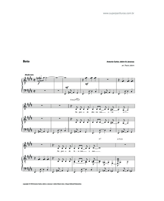 Partitura da música Boto