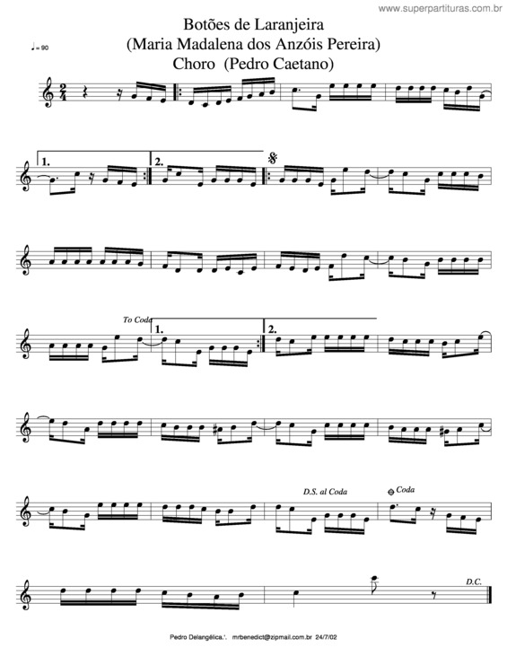 Partitura da música Botões De Laranjeira v.2