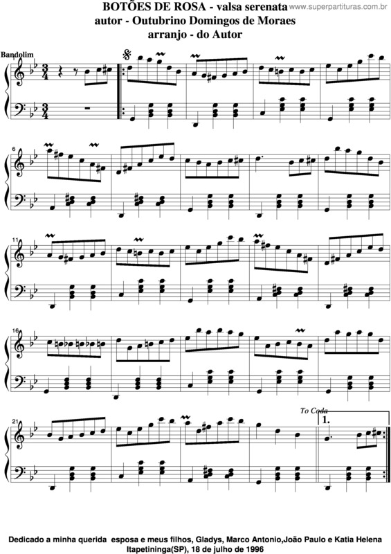 Partitura da música Botões De Rosa v.6