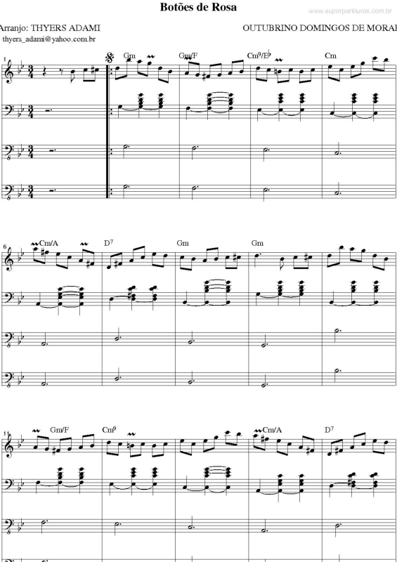 Partitura da música Botões de Rosa