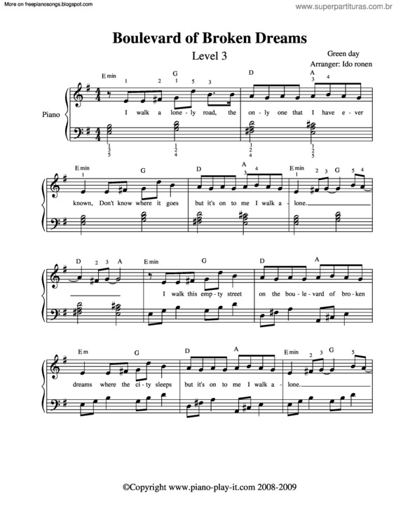 Partitura da música Boulevard Of Broken Dreams v.6