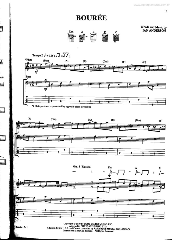 Partitura da música Bourèe v.2