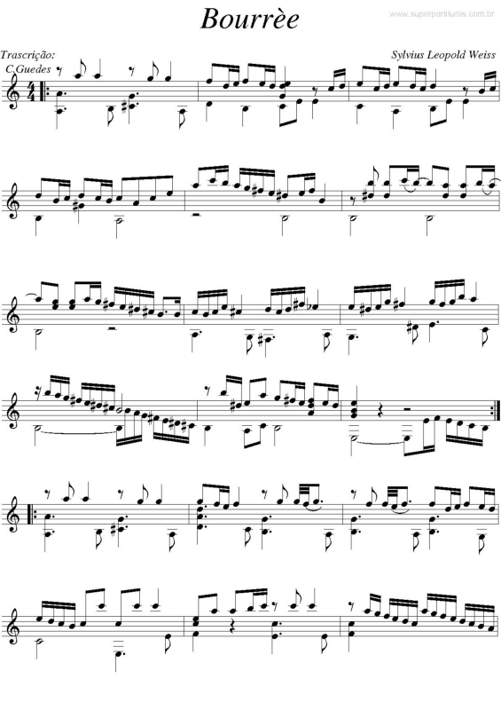 Partitura da música Bourèe