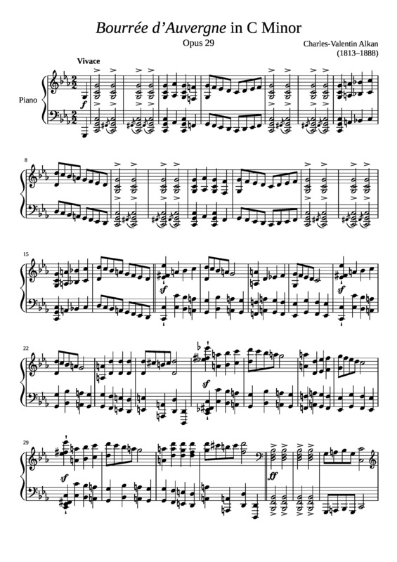 Partitura da música Bourree DAuvergne Opus 29 In C Minor