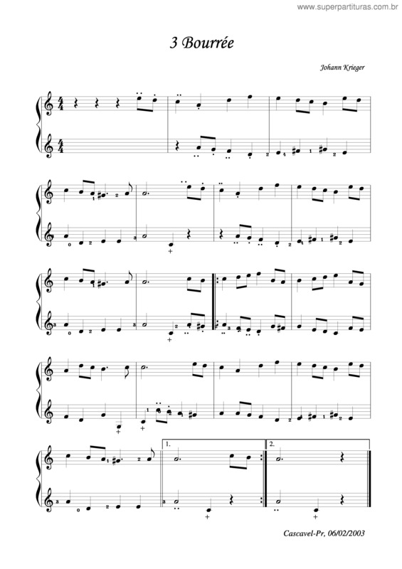 Partitura da música Bourree v.2