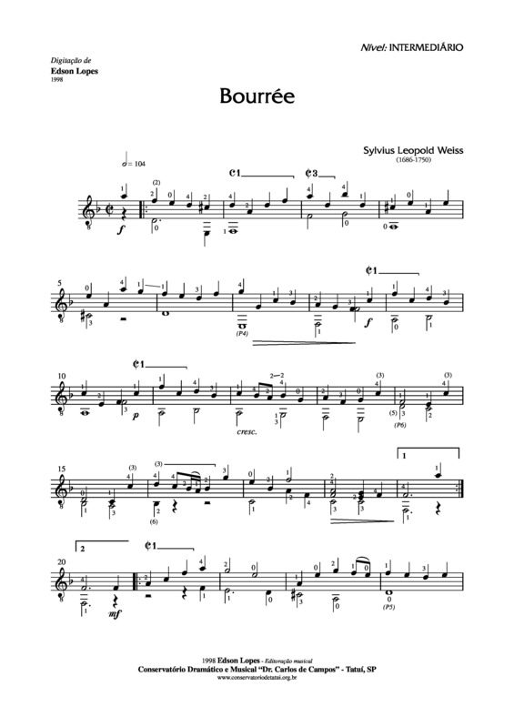 Partitura da música Bourrée v.6