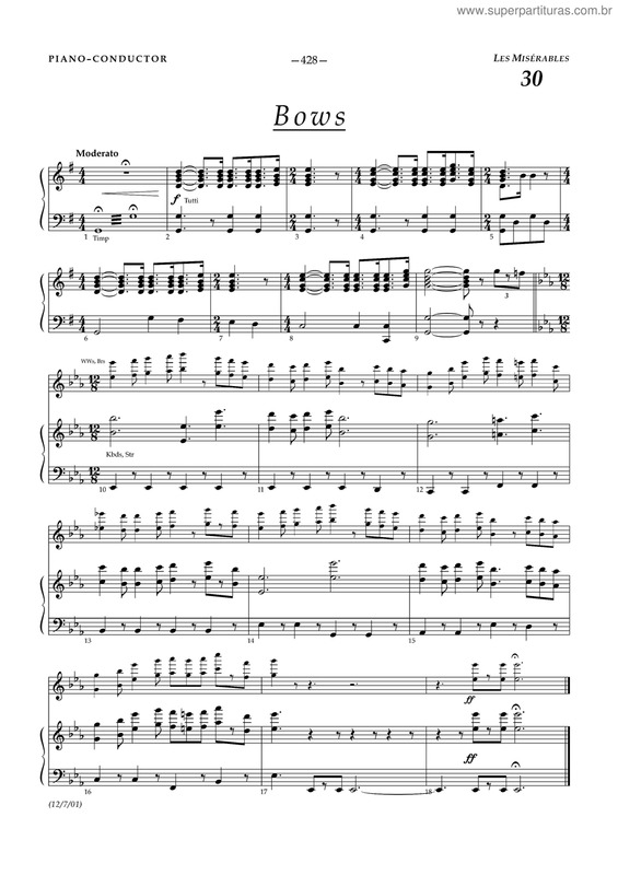 Partitura da música Bows