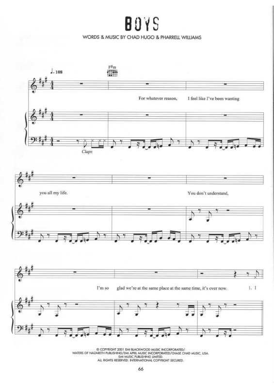 Partitura da música Boys