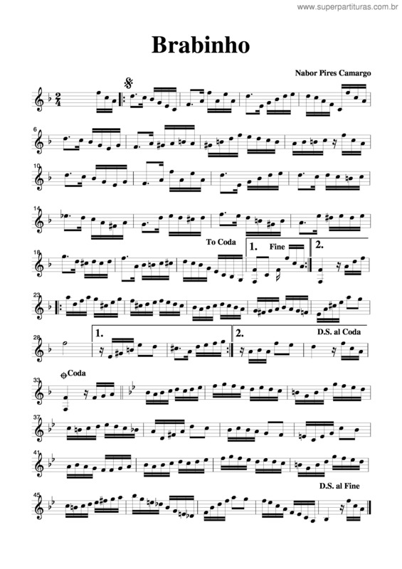 Partitura da música Brabinho