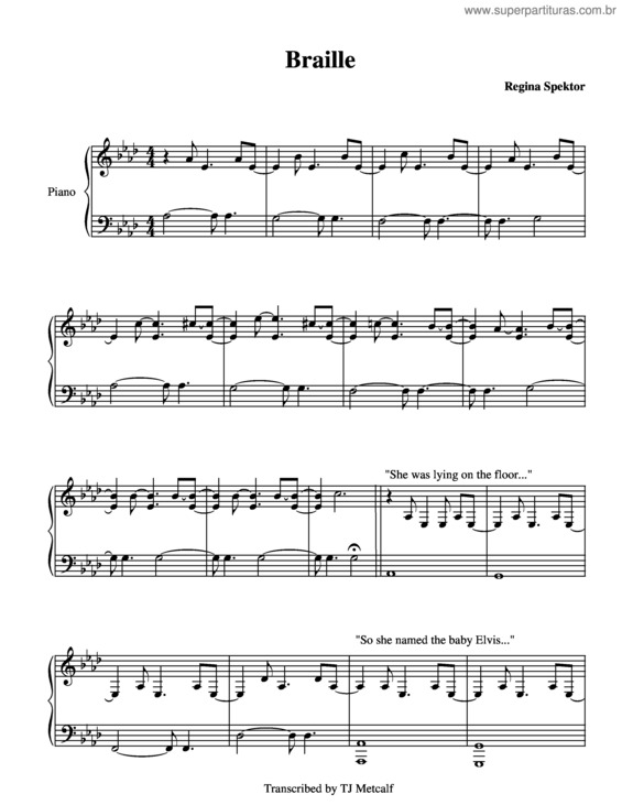 Partitura da música Braille