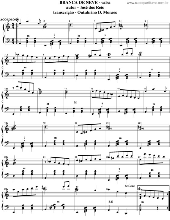 Partitura da música Branca De Neve v.4