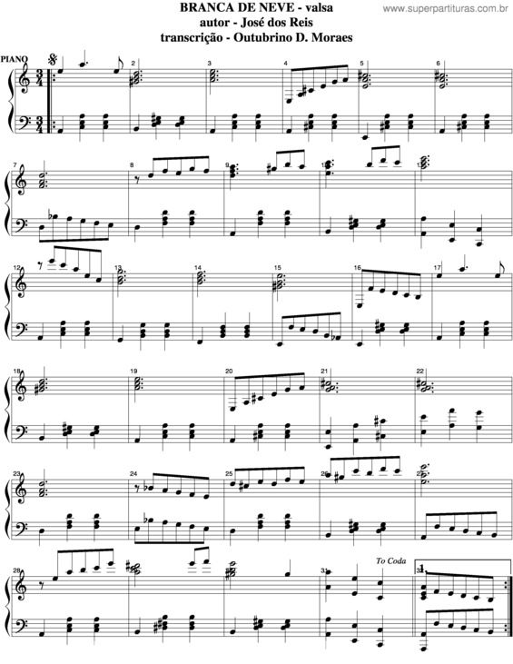 Partitura da música Branca De Neve v.5