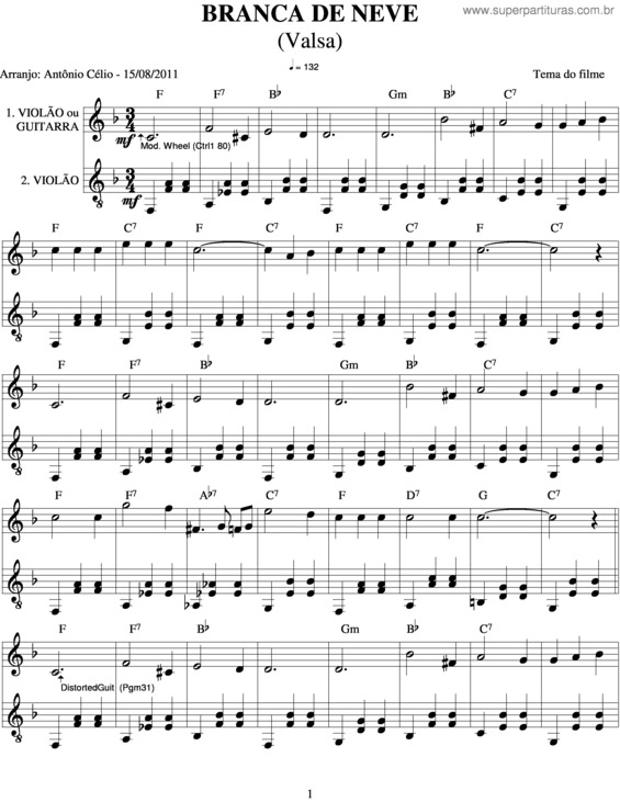 Partitura da música Branca De Neve v.6