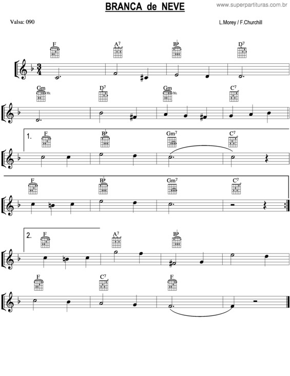 Partitura da música Branca De Neve