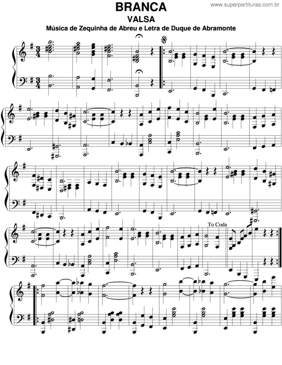 Partitura da música Branca v.2