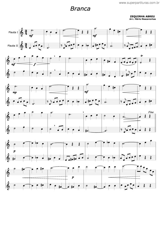 Partitura da música Branca v.3