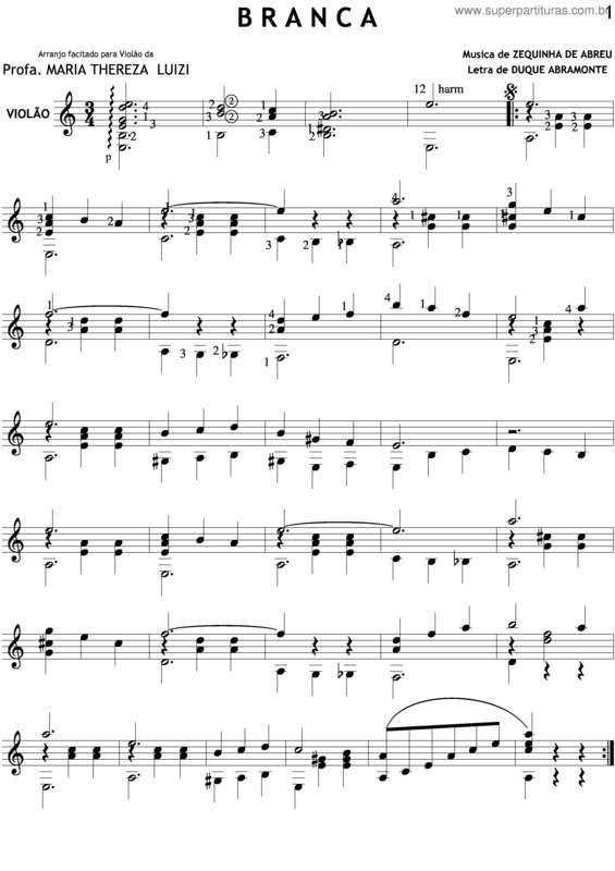 Partitura da música Branca v.4