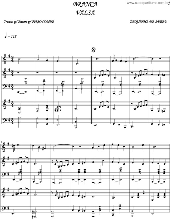 Partitura da música Branca v.5