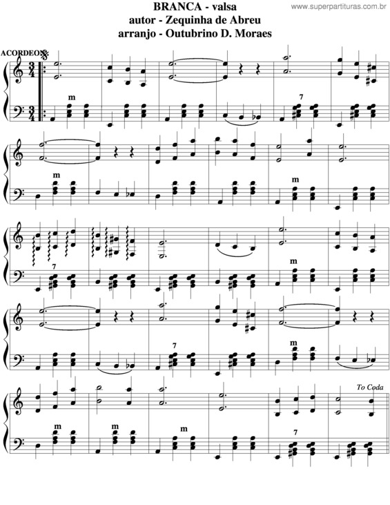 Partitura da música Branca v.6