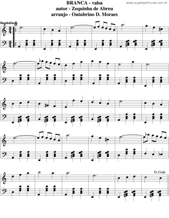 Partitura da música Branca v.7