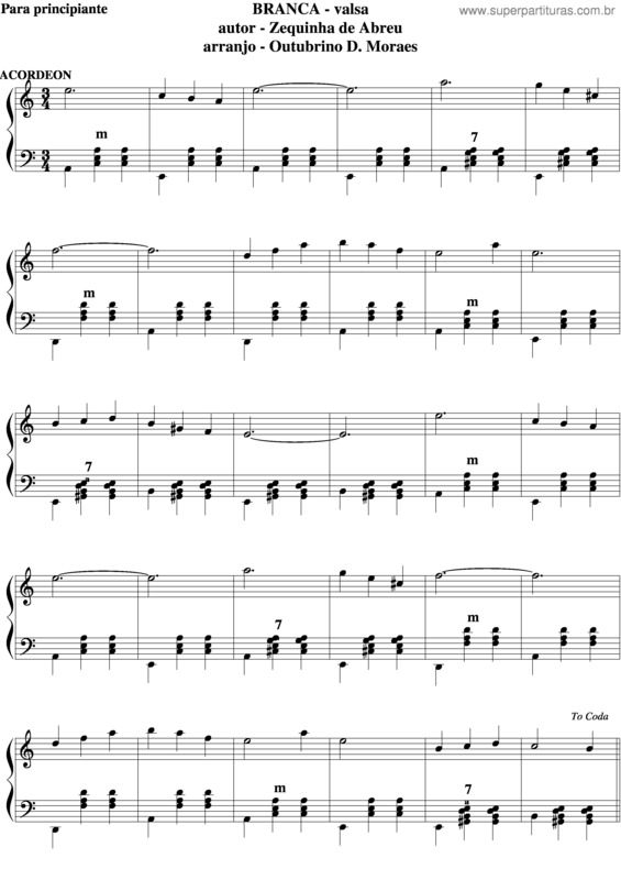 Partitura da música Branca v.8