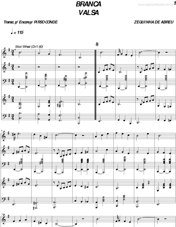 Partitura da música Branca