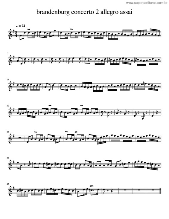 Partitura da música Brandenburg Concerto 2 Piccolo Trumpet